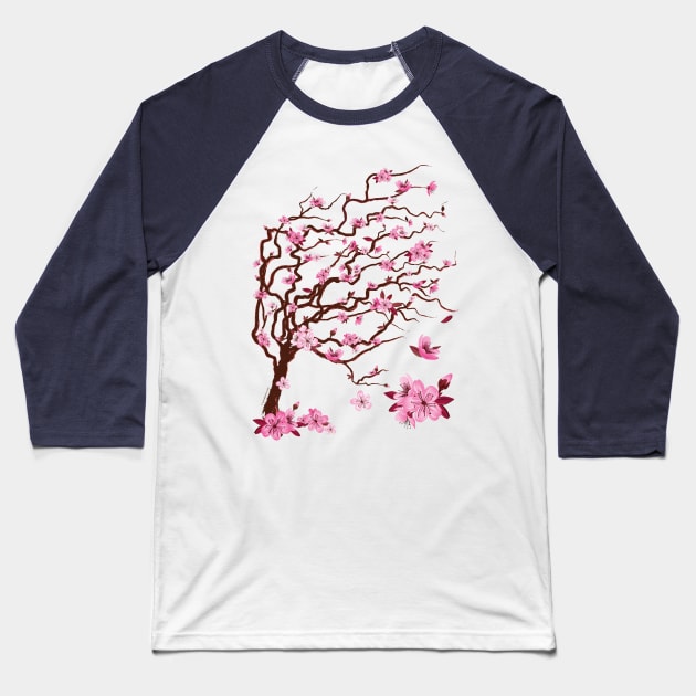 Japanese cherry tree with flowers Baseball T-Shirt by ImproveYourself